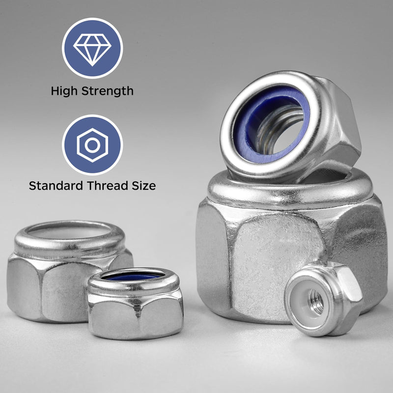 [Australia - AusPower] - 50Pcs 5/16-18 Lock Nuts, Nylon Insert Locknuts 304 Stainless Steel 18-8 SS Self-Locking Nuts, Coarse Thread Hex Nylock Nut Silver 50 