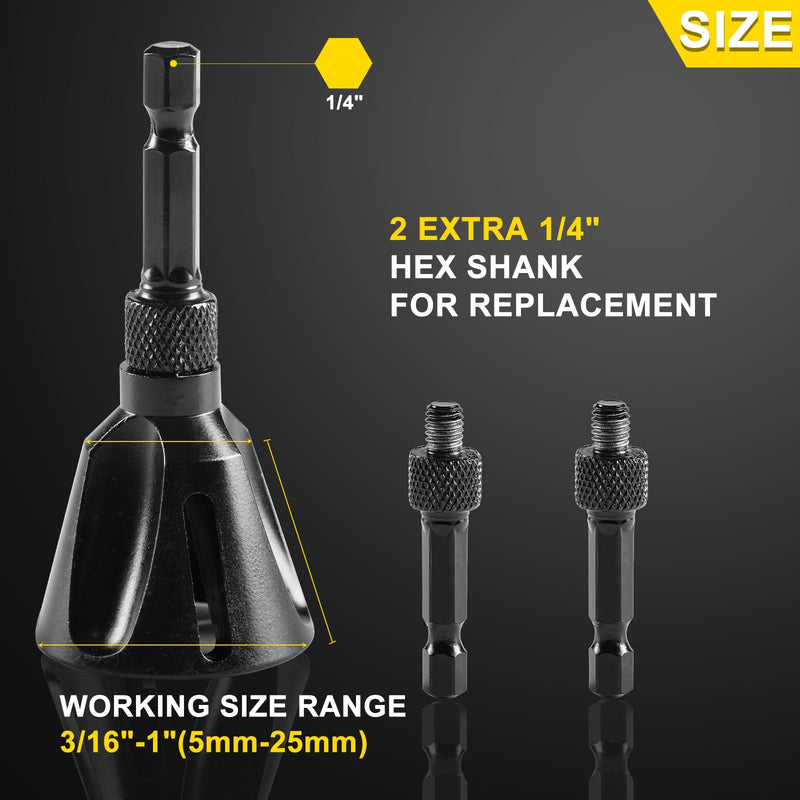 [Australia - AusPower] - Deburring External Chamfer Tool with 3 Carbide Blades, Tungsten Steel, Deburring Tool Remove Burr Tools,Bolt Thread Repair with Quick Release Shank Fit for 3/16"-1"(5mm-25mm) Larger 