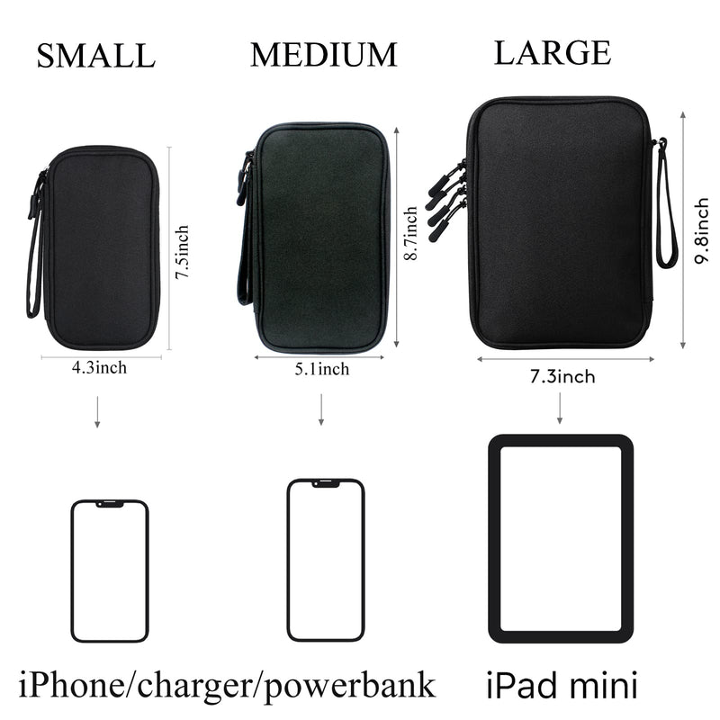 [Australia - AusPower] - DDgro Travel Accessories Organizer Electronics Pouch for Keeping Certificates Charger/Power Bank/Cables/Mouse/Earphone (Medium, Black) Black-Medium Medium 