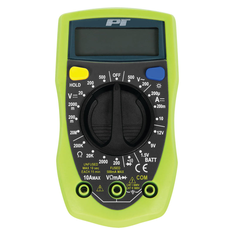 [Australia - AusPower] - Performance Tool W2969 Compact Digital Multimeters , Electronic Amp Volt Ohm Voltage Meter/Multimeter with Diode and Continuity Tester, Backlight LCD Display (Green) 