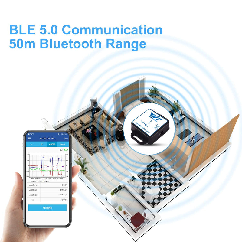[Bluetooth Accelerometer + Inclinometer] BWT901CL MPU9250 High Precision 9-Axis Gyroscope+Angle (XY 0.05° Accuracy)+Magnetometer with Kalman Filter, 200Hz Highly Stable 3-Axis IMU Sensor