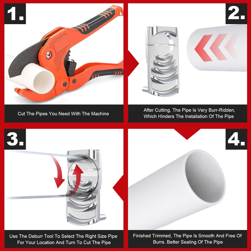 [Australia - AusPower] - Deburring Tool for PVC Pipe, Plumbing Tools, Professional Plastic Pipe Deburring Tool, for Pipe Burring of Six Pipe Sizes from 1-1/4 to 4-Inch, PVC Chamfer Tool Leaves Pipe Edges Smooth. Aluminum 