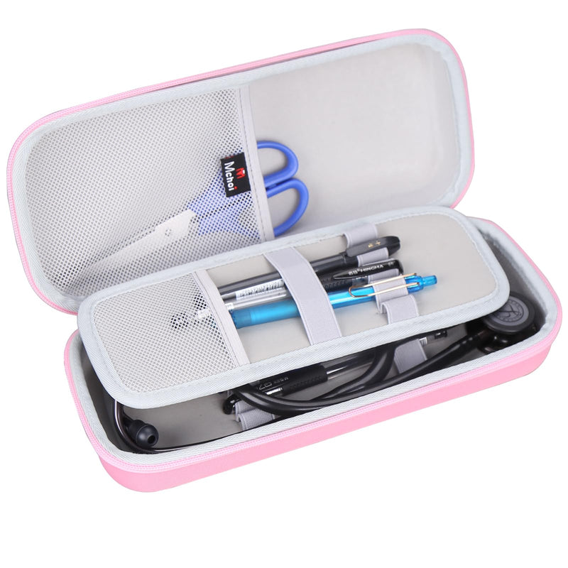 [Australia - AusPower] - Mchoi Stethoscope Case Compatible with 3M Littmann Classic III, Lightweight II S.E, MDF Acoustica Deluxe Stethoscope, Extra Room for Medical Scissors EMT Trauma Shears and Accessories, Pink Grey 