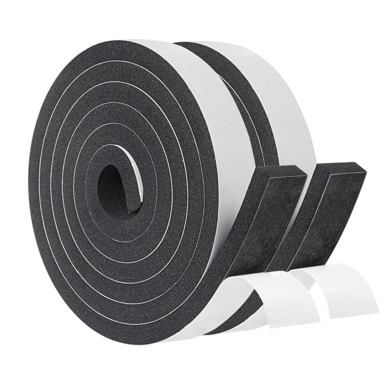 Yotache Foam Insulation Tape 2 Rolls 1" x3/8", High Density Foam with Adhesive Tape Self Stick Weather Stripping Thick, Total 13 Feet Long (2 X 6.5 Ft Each) 1"x3/8"x13 FT