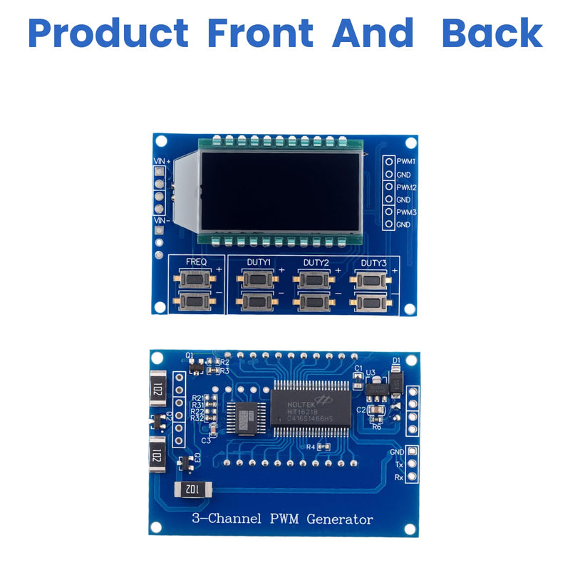 3-Channel PWM Digital Signal Generator Module, 1Hz-150kHz Adjustable, Rectangle/Square Wave Generator, Duty Ratio 0%-100% with LCD Display