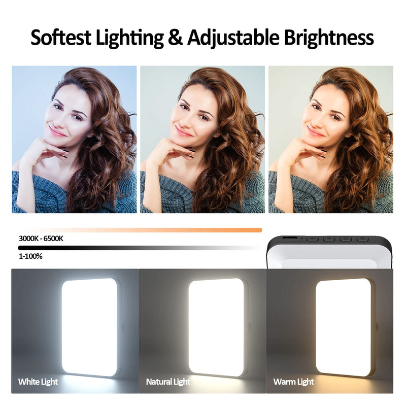 [Australia - AusPower] - Rechargeable Selfie Light & Phone Light Clip for iPhone - Phone LED Light with Adjustable Brightness, Perfect for Selfies, Makeup, TikTok, Live Streaming & Video Conferencing Black 