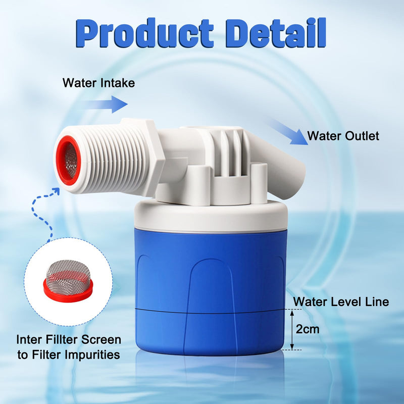 [Australia - AusPower] - 1/2" Water Float Valve, 2 Pack Automatic Water Level Control Valve For Water Tank Water Trough Pool Livestock Troughs Distille Solar Energy Auto Pot Aquarium (1/2" Side Inlet) 1/2" Side Inlet 