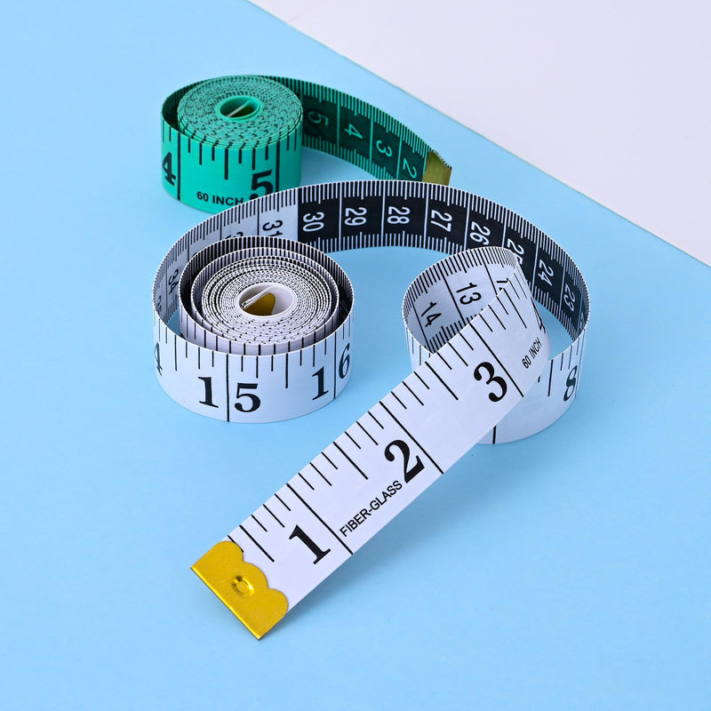 4 Pack Tape Measure Set, Retractable Measuring Tape for Body, Sewing, Tailor, Fabric, Craft | Soft 60-Inch/150cm Vinyl Tape + Portable Push-Button Retractable Rulers Double-Sided, Flexible, Easy-Read Multicolor-4
