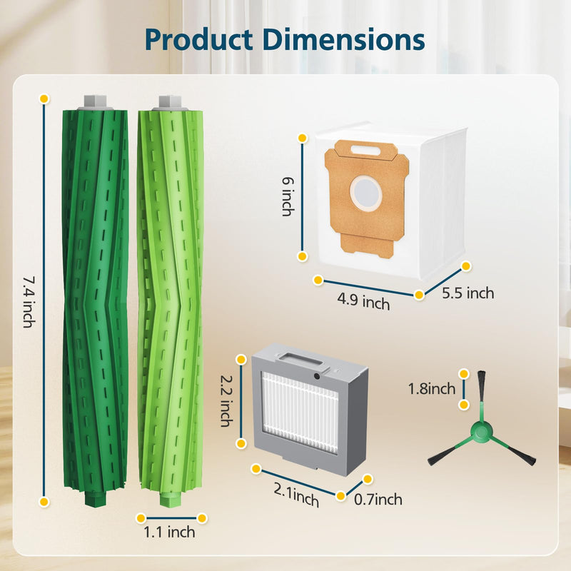 [Australia - AusPower] - 19-Pack Replacement Parts for iRobot Roomba Plus 504 Vac & Roomba Max 705 Vac Robot Vacuum, 504/705 Accessories Kit Include 2 Roller Brushes, 6 Dust Bags, 4 Filters, 6 Side Brushes, 1 Cleaning Brush 
