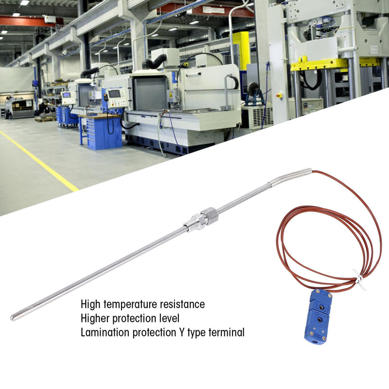 [Australia - AusPower] - T Type Thermocouple Stainless Steel T Type Threaded Thermocouple Diameter 285mm / 11.22in Probe with Pair of Plugs - 200 ℃ ~ 350 ℃ Compatible with ZG1/8 Thread 