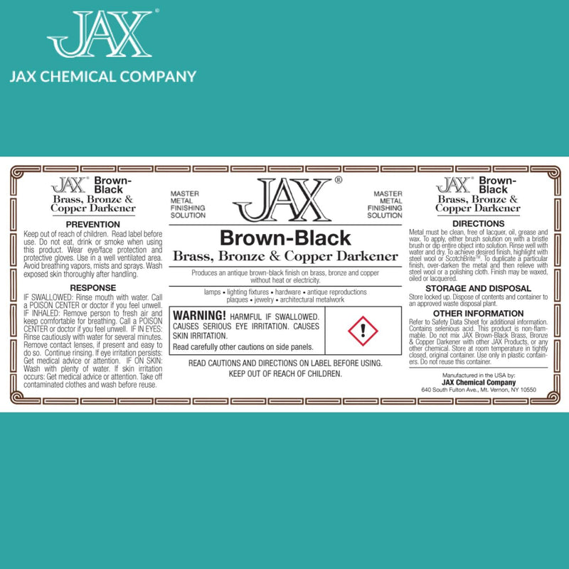 [Australia - AusPower] - JAX Brown/Black Darkener - Metal Finishing Solution - Antique Finish Without Heat or Electricity - Pint 