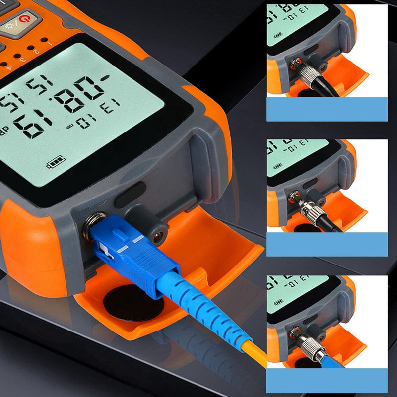 [Australia - AusPower] - Mini Optical Power, Optical Power Meter Tester Multimeter with LED Light Kit Network & Cable Testers Meter Portable Fiber 