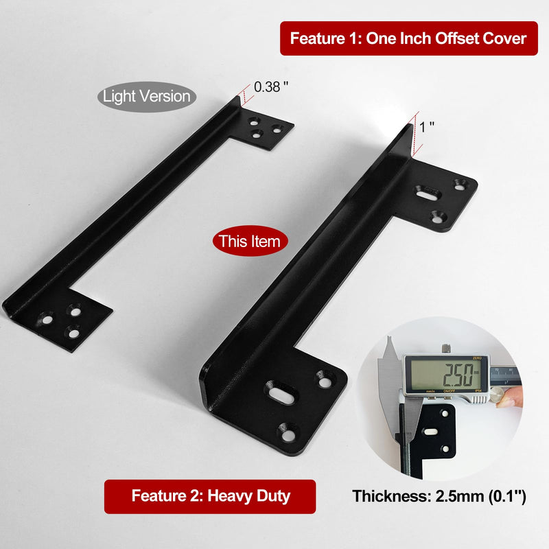 Door Latch Guard Plate 12” with 1” Offset Cover, Protector Shield for Door Knob/Deadbolt/Mortise/Double Door Lock, Outswing Door Security, Heavy Duty Version(1 Pack) 1 Pack