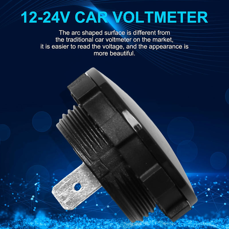 [Australia - AusPower] - 2PCS DC 12V 24V Car Voltmeter DC 5-48V LED Digital Display Voltmeter 12V Waterproof Voltage Gauge Meter Tester Round Panel with Terminals for Boat Marine Vehicle Motorcycle Truck ATV UTV (Blue Light) 