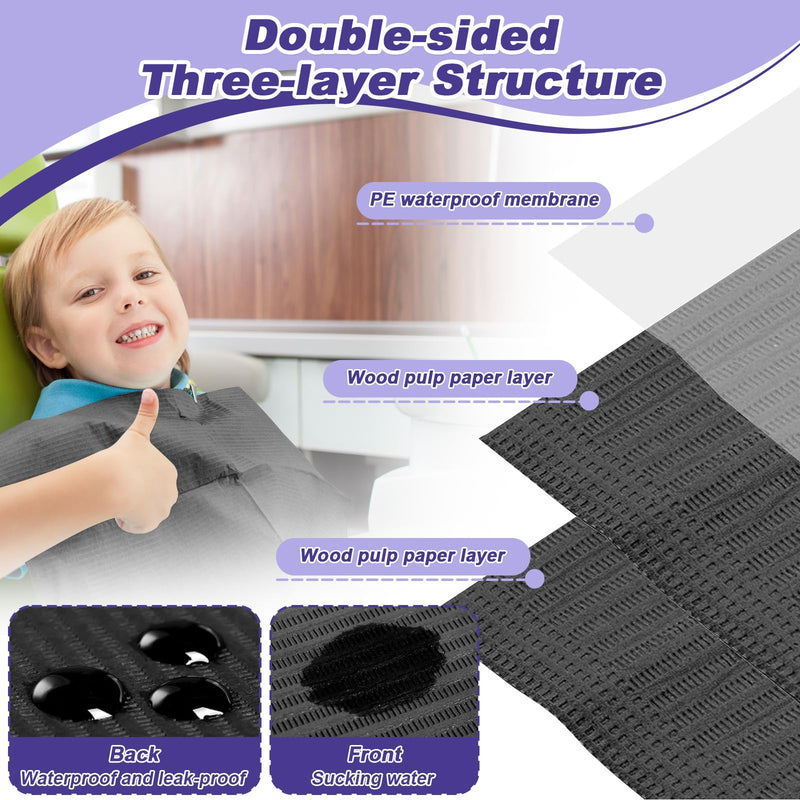 125 x Disposable Dental Bibs, 34 x 45 cm Dental Sheet Tattoo Underlay, 3-Layer Waterproof Protection Paper Tablecloth Accessories for Tattoo Applications, Nail Salon, Eyelash Technique, Tattoo