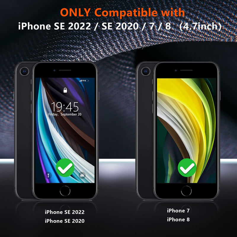 [Australia - AusPower] - xiwxi for iPhone SE Case 2022/3rd/2020,iPhone 8/7 Case,with [2xTempered Glass Screen Protector] [360 Full Body Shockproof] [Heavy Dropproof],Hard PC+Soft Silicone TPU+Glass Screen Phone Case-Black Black 