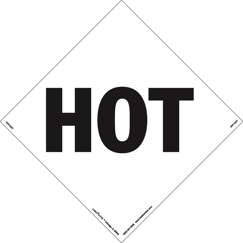Labelmaster VPP-HOT Hot Marking Placard, 273 mm x 273 mm, Permanent Vinyl (Pack of 25)