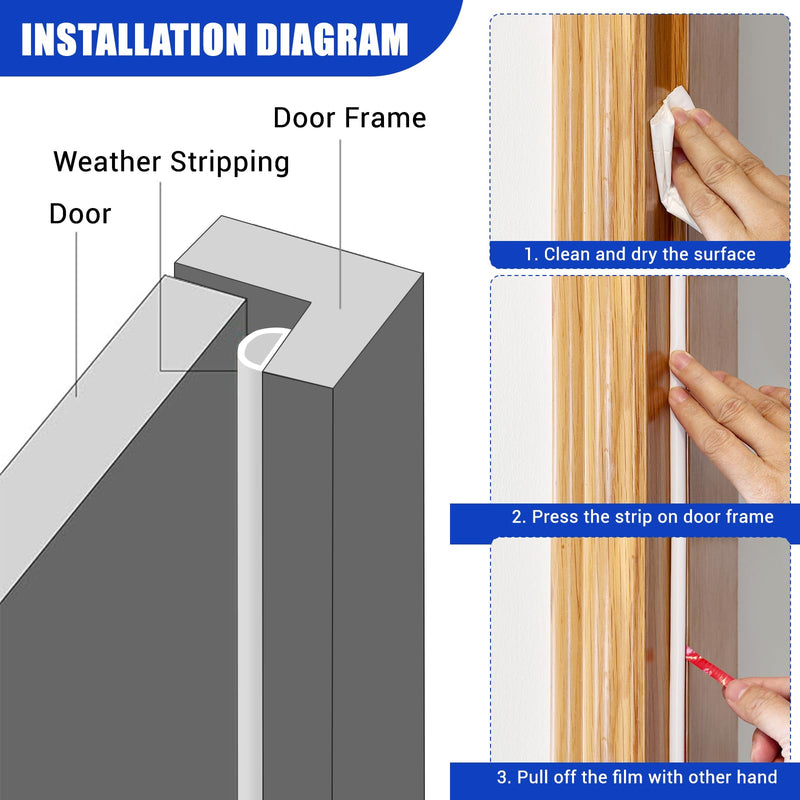 [Australia - AusPower] - Weather Stripping Door Seal Self Adhesive Door Weather Strip Silicone D Shaped Seal Strip for Door Frame/Window Seal, 20Ft, White (3/8" W × 1/4" T) S (3/8" W × 1/4" T) 