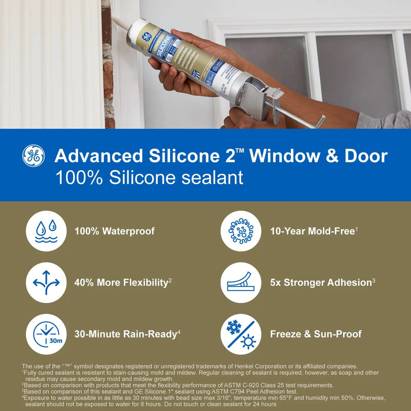 [Australia - AusPower] - GE Sealants & Adhesives GE5000 Advanced Silicone 2 Window & Door Sealant Clear, 10.1oz, 10 Fl Oz 