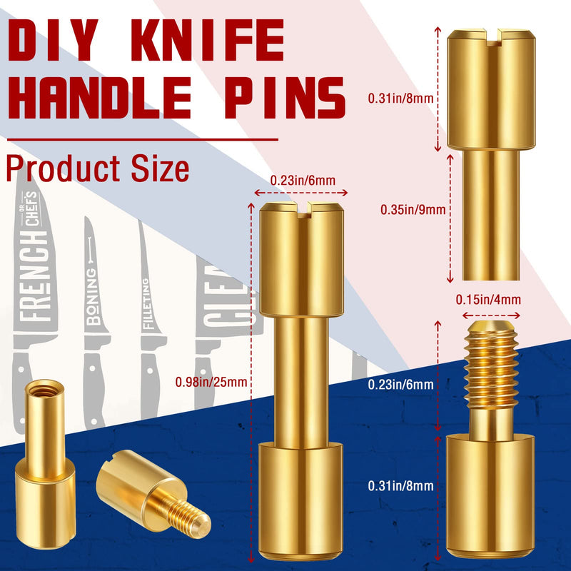 [Australia - AusPower] - 20 Sets Brass Bracket Bolt Fasteners and Stainless Steel Bracket Bolt Fasteners Tactical Lock Rivets Knife Making Supplies Knife Handle Pins Knife Screws for Knife Handles, Head Diameter 6 mm 