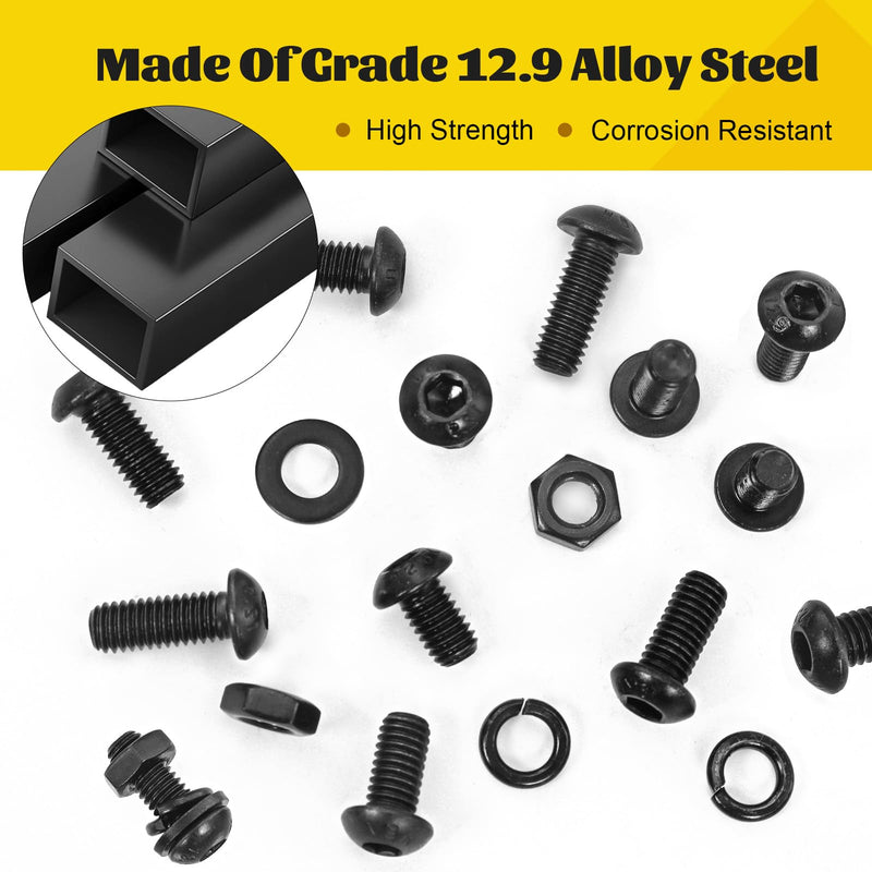 [Australia - AusPower] - 560PCS M6 Hex Socket Button Head Bolt Assortment Kit & 2200PCS M2 M3 M4 M5 Hex Socket Button Head Bolts Assortment Kit, Black Zinc Plated 