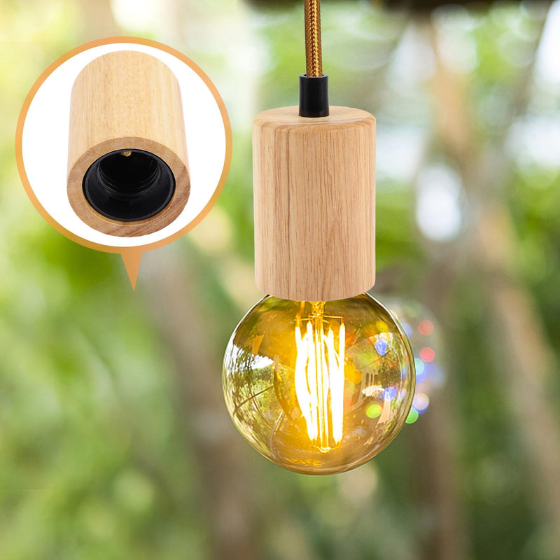 Didiseaon Wooden Lamp Holder Vintage Lamp Base Made of Wood and Plastic Durable Stable Install for DIY Pendant Light Living Room Bedroom
