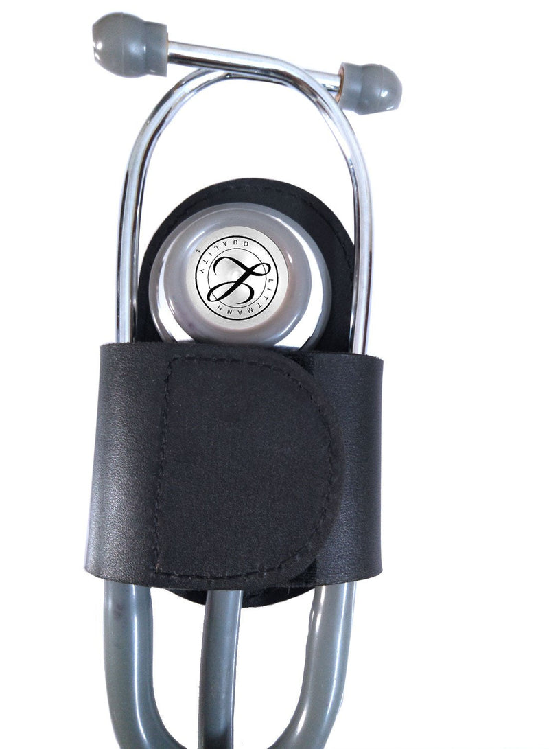 [Australia - AusPower] - Genuine Leather Black Stethoscope Holder for Nurses and Doctors 