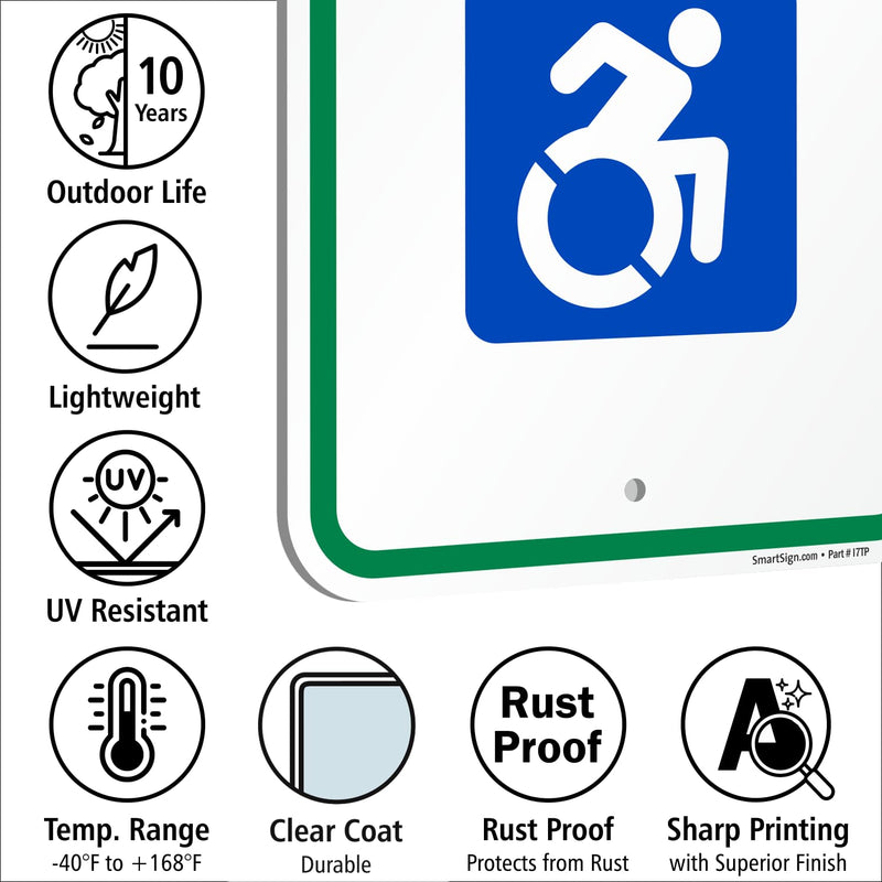 SmartSign 18"x12" NY-Approved ISA Sign with Symbol, For Disabled Reserved Parking, 120 mil Aluminum Composite (ACM), Engineer Grade Reflective Material, Blue/Green/White, Pre-Drilled Holes, USA-Made
