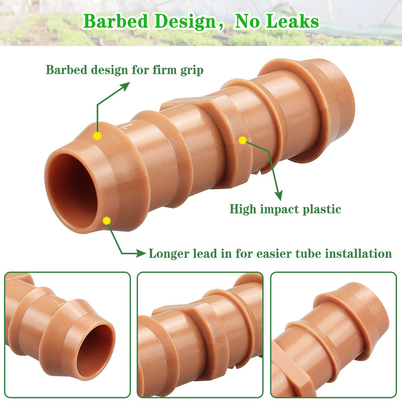 [Australia - AusPower] - Drip Irrigation Fittings Kit?20 Pieces Drip Irrigation Parts for 1/2 Inch Drip Irrigation Tubing with 0.600" ID Drip Line System Barbed Connectors Including 7 Couplings 7 Tees 6 Elbows 20 Pack Set 