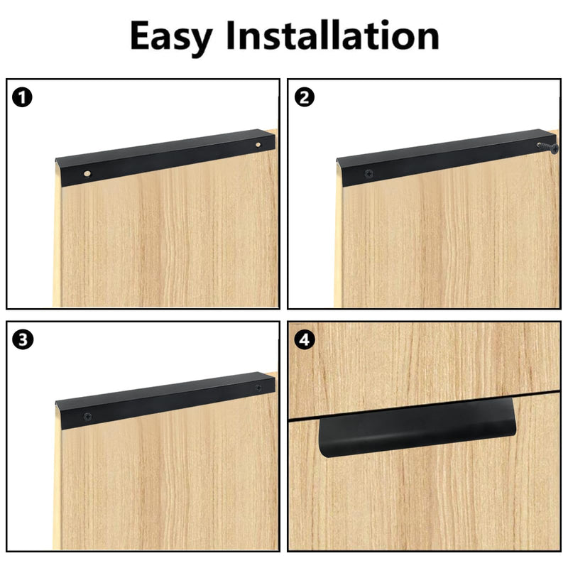 BokWin 12Pcs 200mm/7.87 Inch Mount Finger Edge Pull, Furniture Drawer Handles, Aluminum Concealed Handle for Home Kitchen Door Drawer Cabinet with Screws (Black) 200mm/7.87"(12Pcs) Black