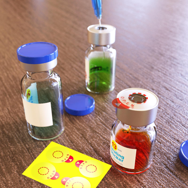 Laboratory Circle Sealing Sticker Self Adhesive Sealing Labels for Aluminum Plastics Caps, Leak-Proof,20pcs (for 13 mm Cap) 20pcs For 13 mm cap