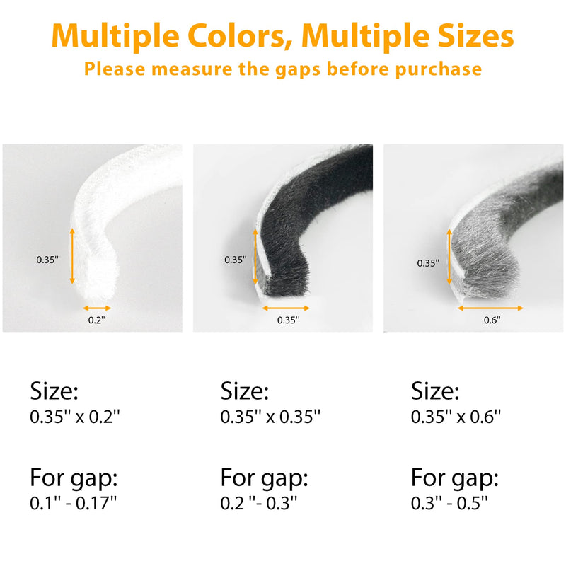 [Australia - AusPower] - 39.4FT Brush Weather Stripping, Neat Pile Self Adhesive Seal Strip for Windows and Door, Weatherstrip for Soundproofing, Windproof, Dustproof, Stronger Stickiness, 0.35'' Wide x 0.35'' Thick, Grey 39.4FT, 0.35'' Wide X 0.35'' Thick Gray 