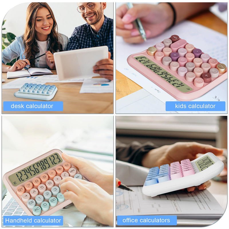 [Australia - AusPower] - Mechanical Calculator 12 Digit Extra Large 5-Inch LCD Display, DECKLIT Battery Desk Calculator, Big Buttons Easy to Press Use as Office Calculators Desktop, 15°Tilt Screen for Kids Calculator(Pink) Pink 
