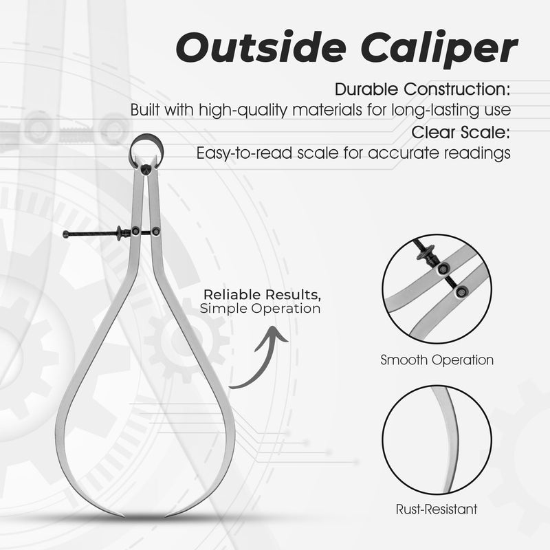 [Australia - AusPower] - 12-1/4" Outside Caliper (452-12) – Precision Measuring Tool for Lathe Work, Metal Fabrication, Wood Turning, and Automotive Use – Replaces General Tools 