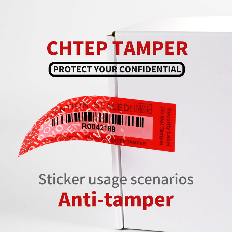 ChtepTamper Tamper-Evident Security Labels, Red, 1x3.54 inches | 100 Pieces, No Transfer, Serial Number, Goods Shipping, Privacy Protection