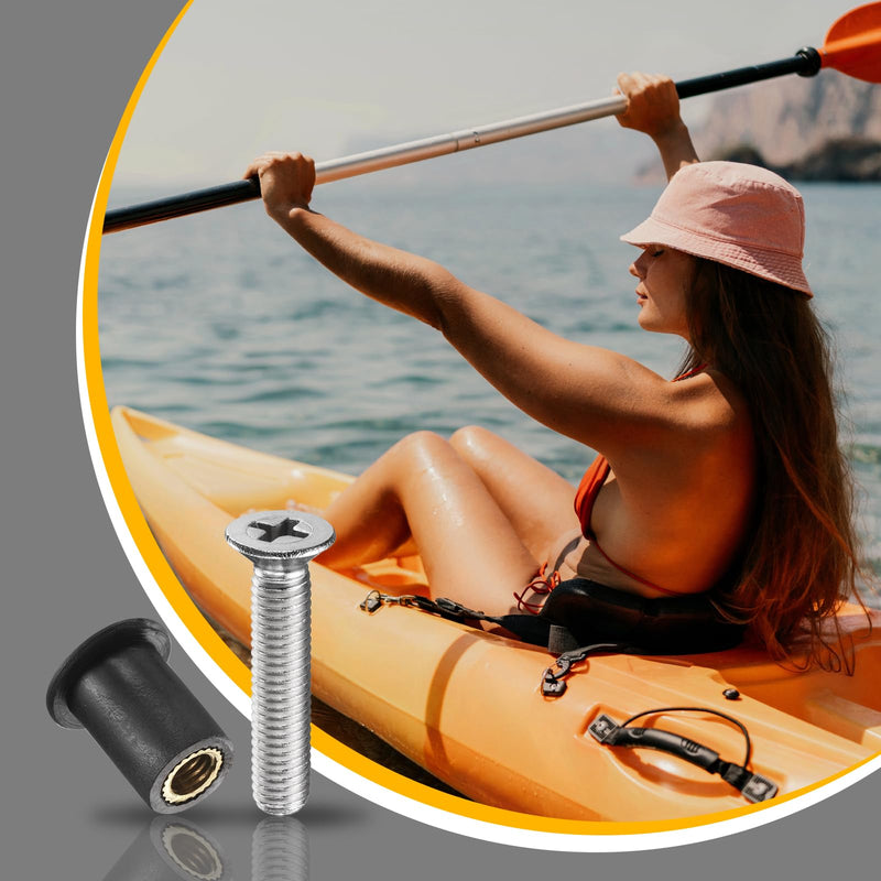 [Australia - AusPower] - uxcell 36 Pairs M4 M5 M6 Neoprene Well Nuts with Stainless Steel Screw, Rubber Well Nuts Kit Brass Copper Bolt, Universal Motorcycle Fasteners for Kayak Boat Windscreen 