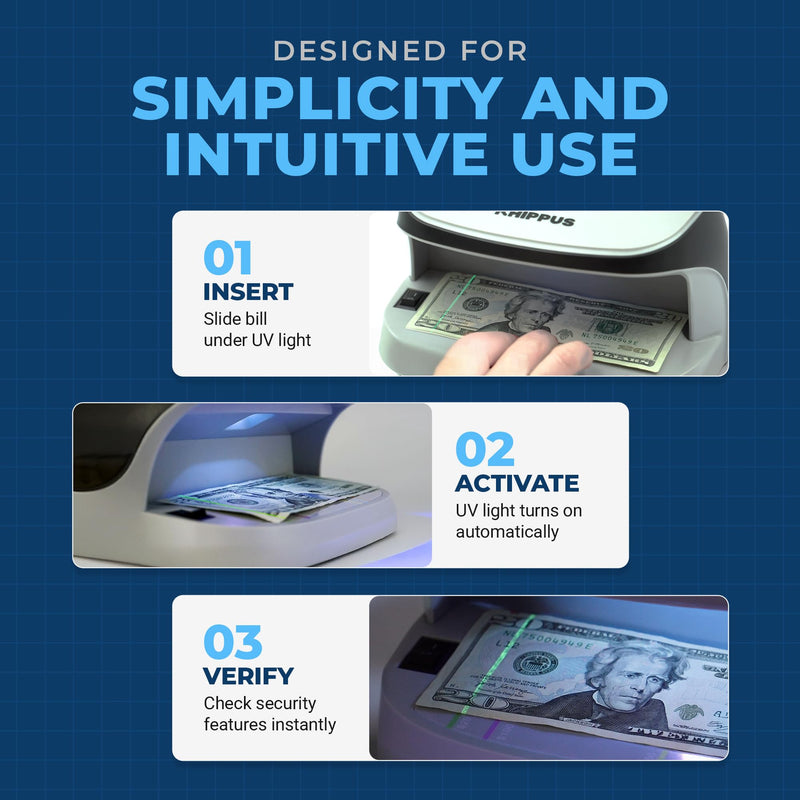 K410 Counterfeit Bill Detector Professional, High Intensity UV LED Counterfeit Money, ID & Credit Cards Verifier K0300