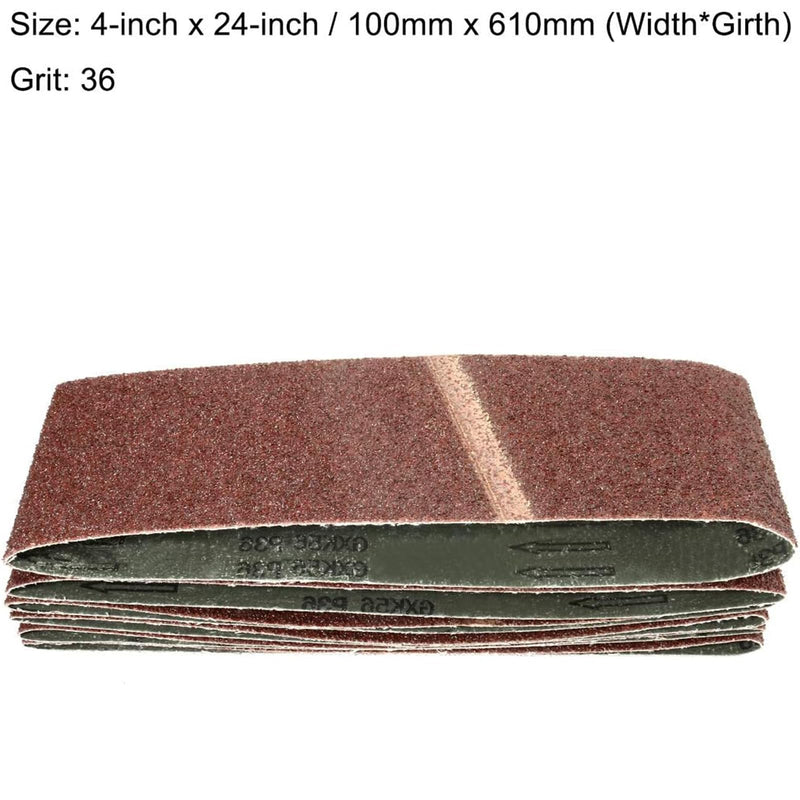 [Australia - AusPower] - 4 x 24 Inch Aluminum Oxide Sanding Belt for Belt Sander 36 Grit 6pcs (Red or Black Random) 36 Grits(6pcs) 