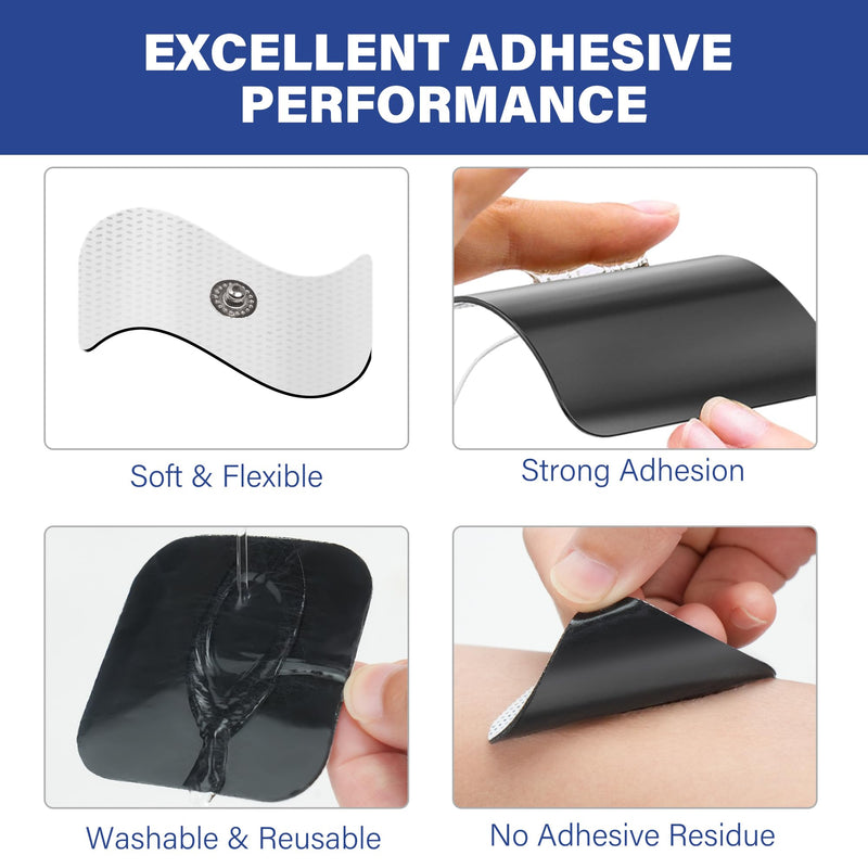 [Australia - AusPower] - LotFancy TENS Unit Replacement Pads, 40 Pcs 2x2 Snap Electrodes Pads, Reusable Tens Pads for EMS Muscle Stimulator, Using 3.5mm Snap Connector 40 Count (Pack of 1) 