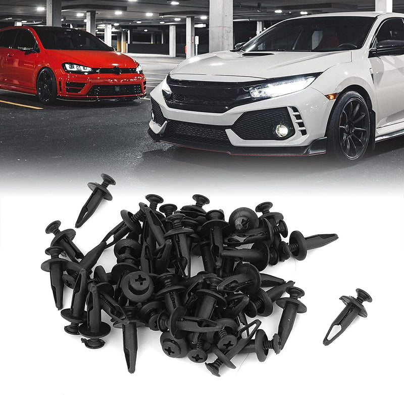 [Australia - AusPower] - 50pcs Push-type Clamp Plastic Fixed Clip Fasteners Black Plastic Expanding Rivets 6.3mm Dia Hole Clips 