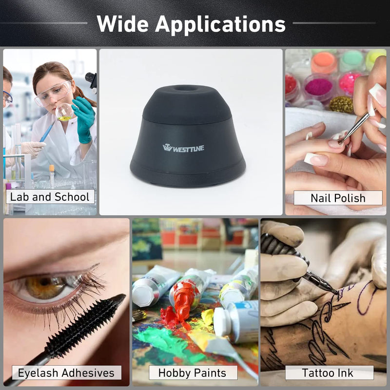 [Australia - AusPower] - 4000rpm Mini Vortex Mixer Lab Paint Shaker,Scientific Vortex Shaker with Touch Function for Eyelash Sharker Glue Adhesives Gel Polish and Test Tubes Vortex Mixing,Black BLACK 