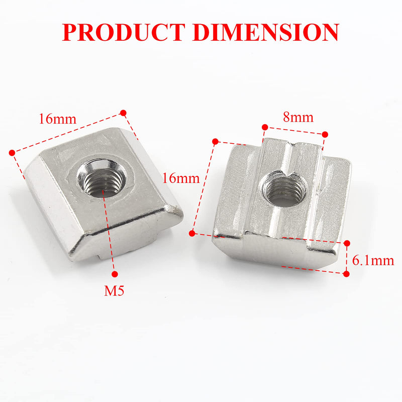 [Australia - AusPower] - 50 Pcs 3030 Series Sliding T Nuts Metric M5 Thread Slide in Hammer Head T-Nut, Sliding T-Nuts for Standard 8mm T-Slot Aluminum Extrusion Profile 30Series M5-50Pcs 