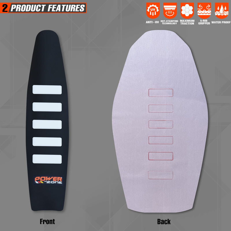 [Australia - AusPower] - Universal Dirt Bike Seat Cover Soft Non-Slip Gripper White Stripe Seat Covers for Motorcycle Black 