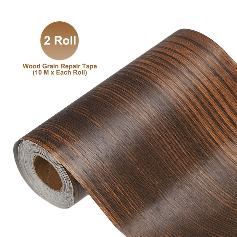PATIKIL 6 Inch x 66ft Wood Grain Repair Tape, Self Adhesive Realistic Textured Repair Tape Patch for Floor Door Table Cabinets Desk, Brown Wood