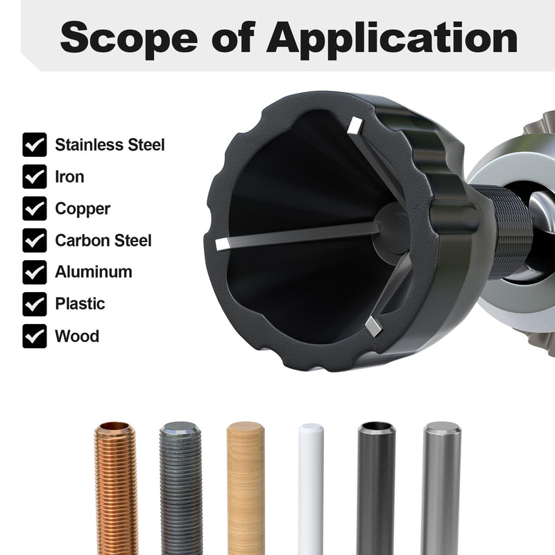 [Australia - AusPower] - Deburring External Chamfer Tool With Tungsten Carbide Blade, Bolt Thread Repair for 1/8" to 3/4" (3-20 mm), Burr Removal for Metal, Chamfer Bit With Hex Shank, 2 Pack 3mm-20mm Black 