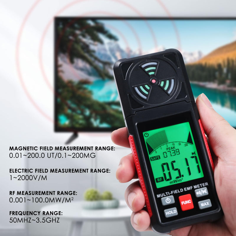 [Australia - AusPower] - EMF Meter Radiation Detector Digital Electromagnetic Fields Handheld EF/MF/RF Electromagnetic Radiation Meter with LCD Alarm EMF Inspections for Home, Office, Outdoor EF/RF/MF (EMF meter) 