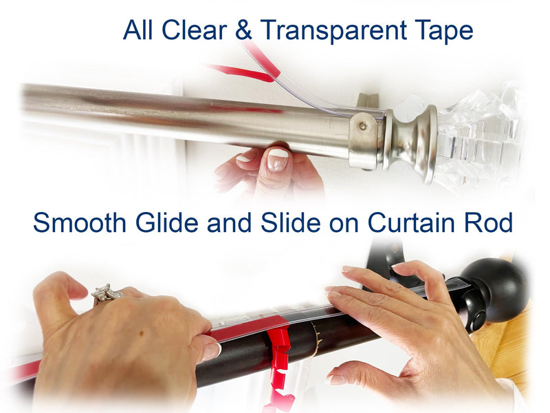 26 ft Clear Drapery Ring Slider Effortlessly Prevents Shower and Curtain Rings from Snagging, Ensuring a Smooth, Silent Slide. Curtain Rod Slider- Curtain Ring Slide (26 feet) 26 feet