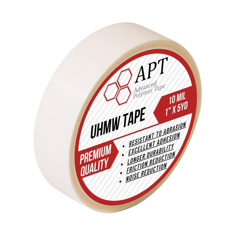 APT, UHMW (Ultra-high Molecular Weight) Polyethylene Tape, Resists Abrasion, Impact, for Surface Protection and Friction and Noise Reduction for Lining Sliding Surfaces. (1" x 5Yds, 10 Mil UHMW) 1" x 5Yds
