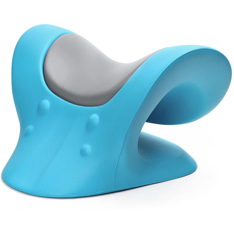 [Australia - AusPower] - RESTCLOUD Comfortable Neck Stretcher for Neck Pain Relief, Neck and Shoulder Relaxer Cervical Neck Traction Device for TMJ Pain Relief and Muscle Relax, Cervical Spine Alignment Chiropractic Pillow Blue 