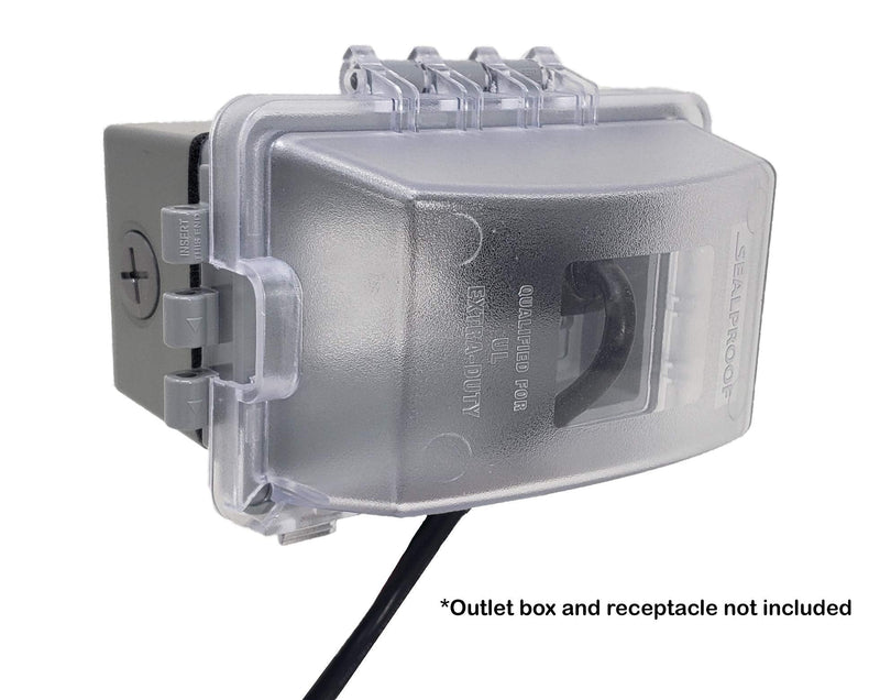 [Australia - AusPower] - Sealproof 1-Gang Weatherproof In Use Outlet Cover | Horizontal/Vertical Outdoor Plug and Receptacle Protector, Lockable Bubble Cover, UL Extra Duty Compliant, 18 Configurations Clear Frost 